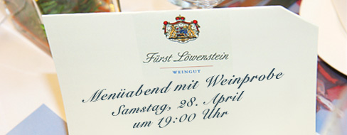 Menüabend mit Weinprobe Weingut Löwenstein